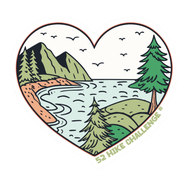 52 Hike Challenge Ocean Heart Sticker