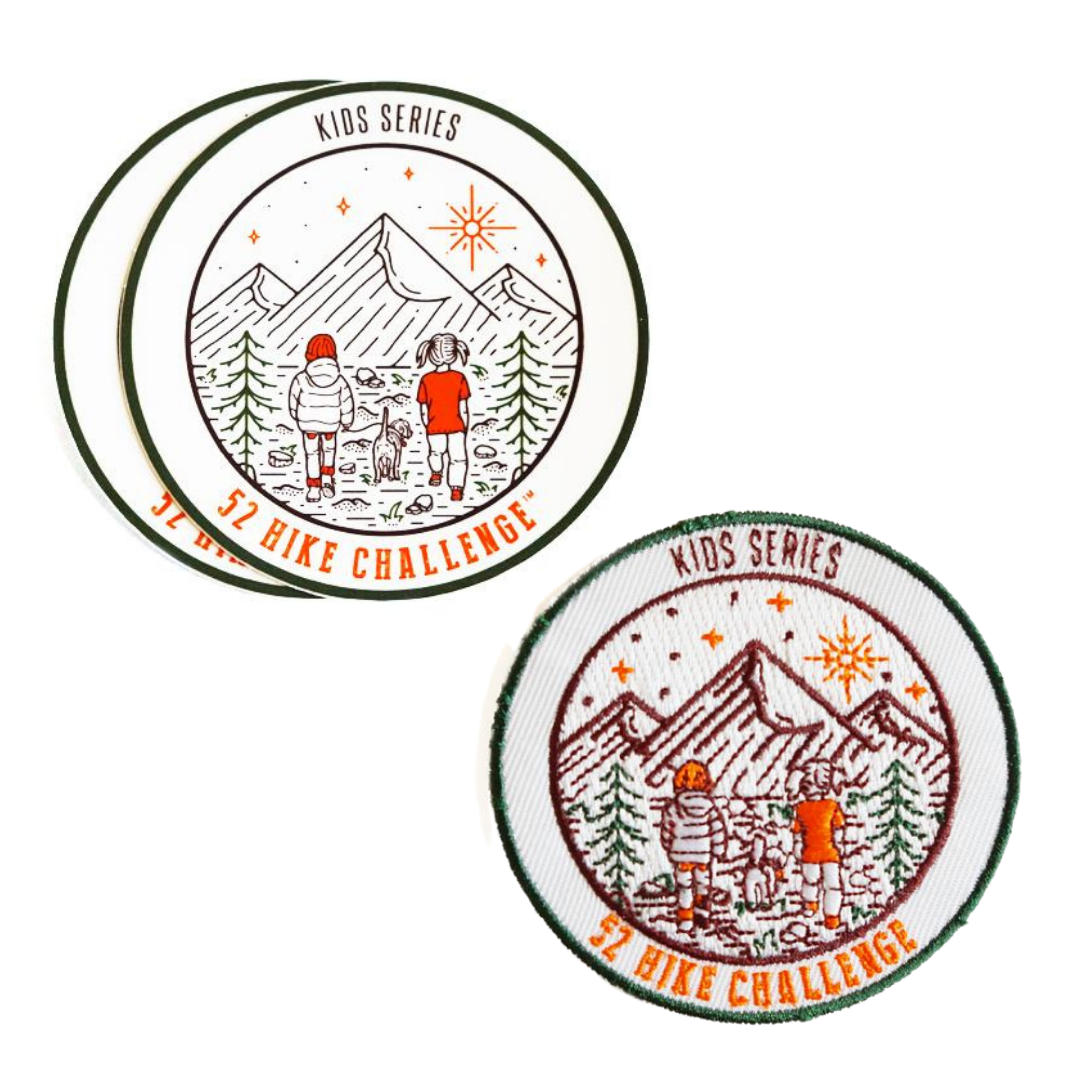 52 Hike Challenge Kids Series Stickers + Patch Bundle