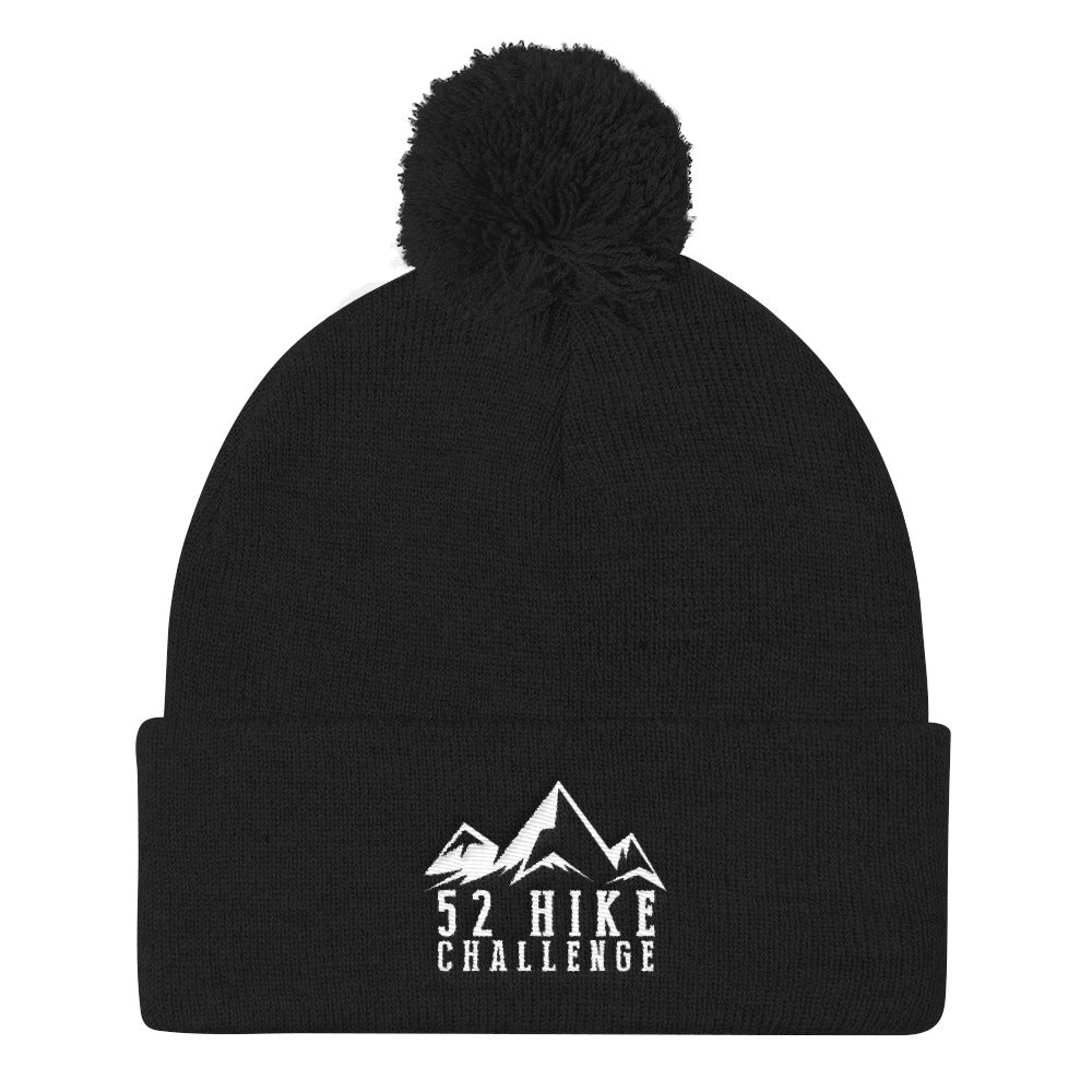 52 Hike Challenge White Logo Pom Pom Knit Cap